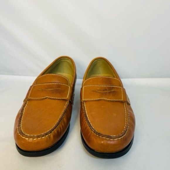 CHAPS RALPH LAUREN Men’s Penny Loafers Brown Leather Rubber Soles 10.5M shoes Ex - Picture 3 of 7